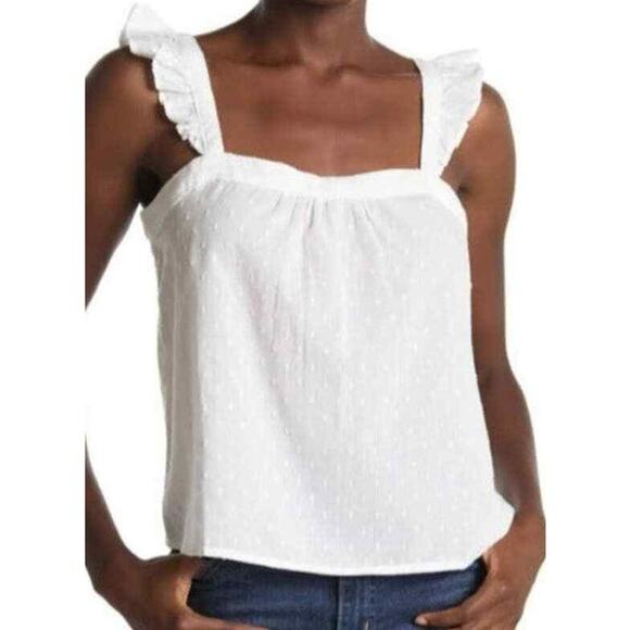 Abound Lightweight Swiss Dot Ruffle Strap Top Size XL/Extra Large in White NWT - Picture 4 of 6